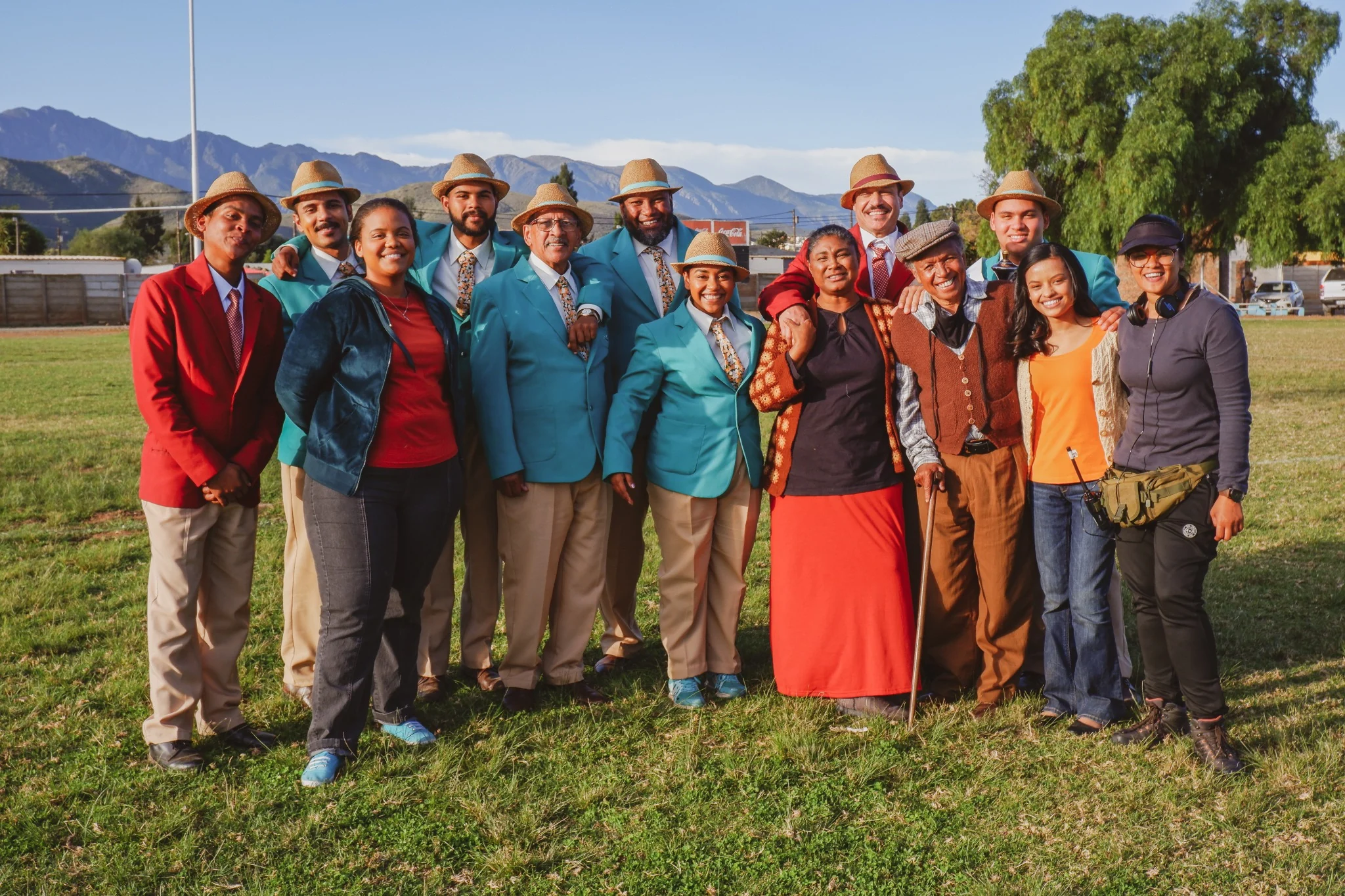 Muneera Sallies with performers from Old Righteous Blues on location
